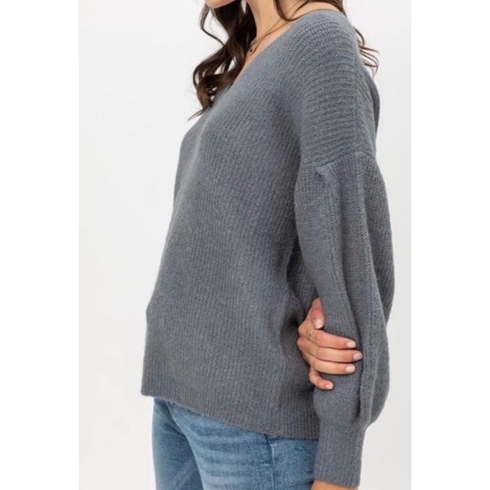 🌀💗 BALLOON SLEEVE V-NECK SWEATER 💗 - Picture 2 of 4